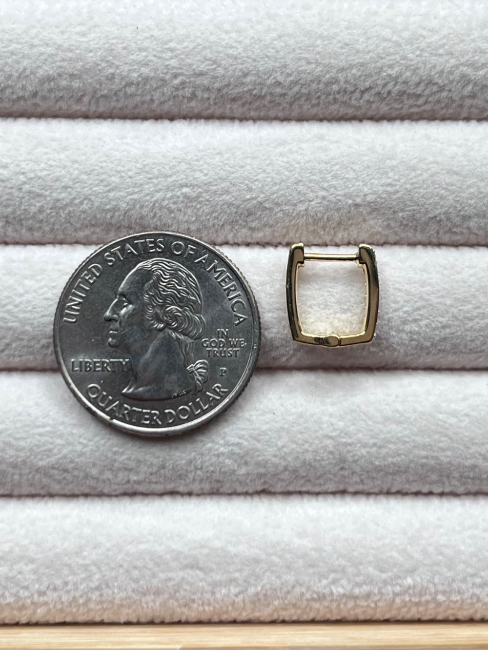 E074 | Natural Diamond Rectangular Huggie Hoops - Picture 4 of 5